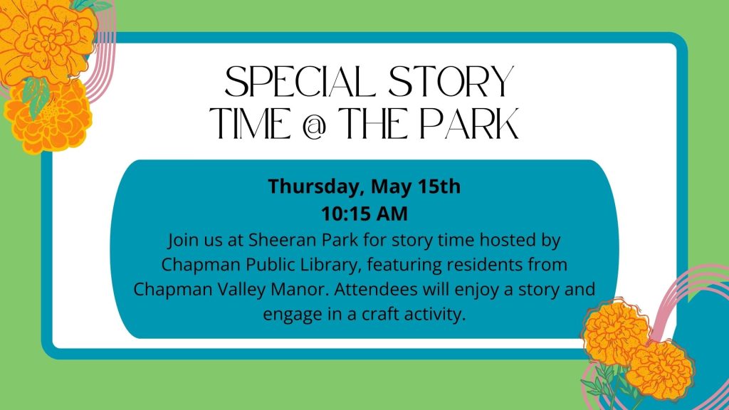 Special Story Time at the Park, Thursday, May 15th