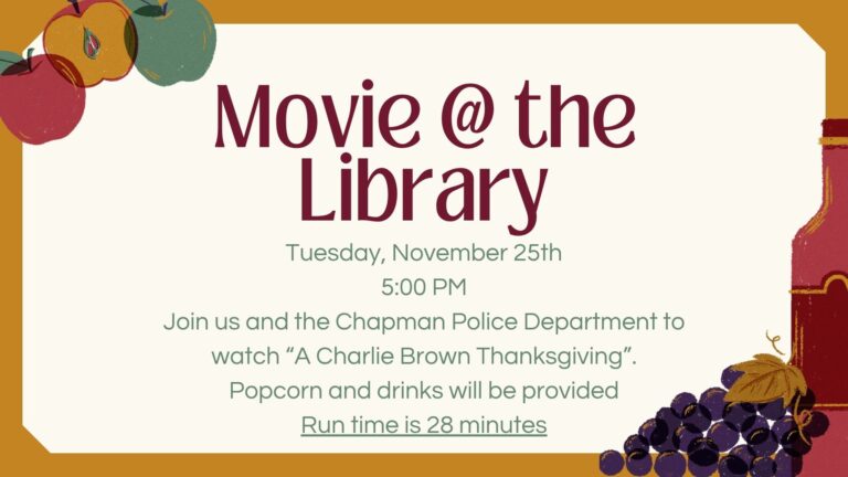 Movie at the Library November 25th at 5pm