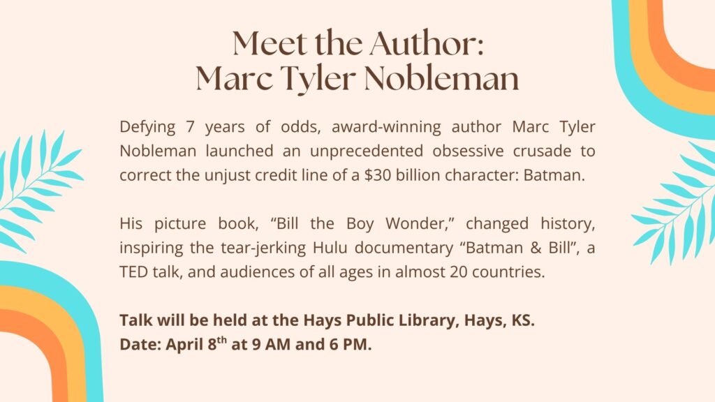 Marc Tyler, Author, April 8th, 9am & 6pm