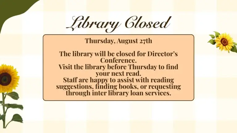 Library Closed August 27th