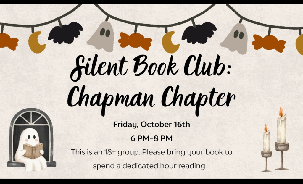 Silent Book Club Oct 16th, 6 8 pm
